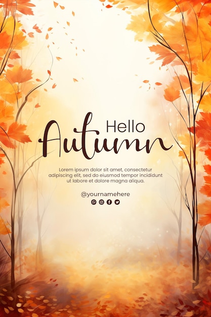Hola fondo de otoño y cartel de otoño