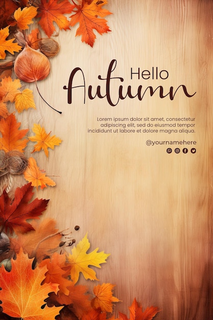 Hola fondo de otoño y cartel de otoño