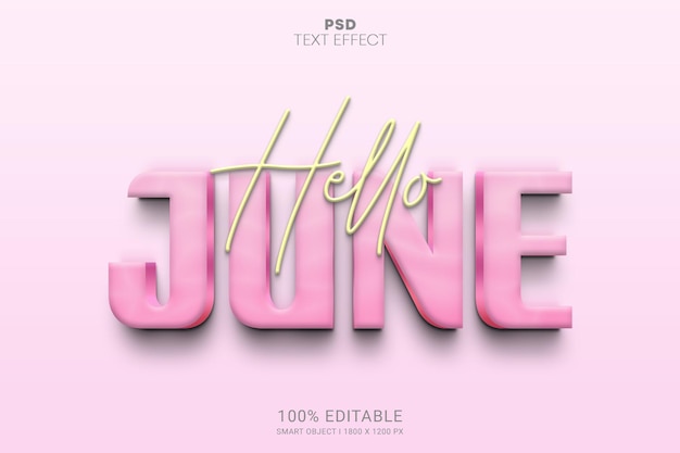 Hola Junio PSD Diseño de efectos de texto editables