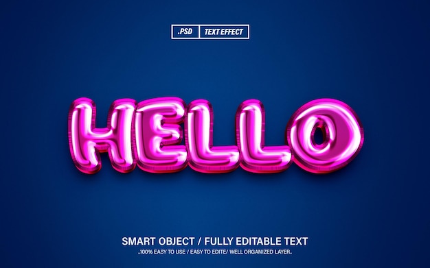 Hola PSD Efecto de texto editable