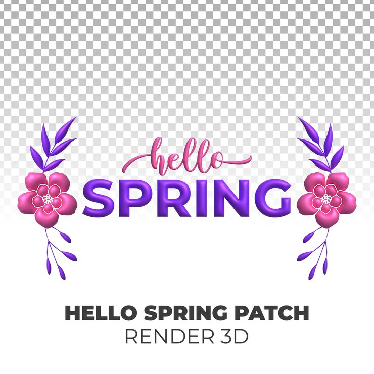 Hola renderizado 3D de parche de primavera