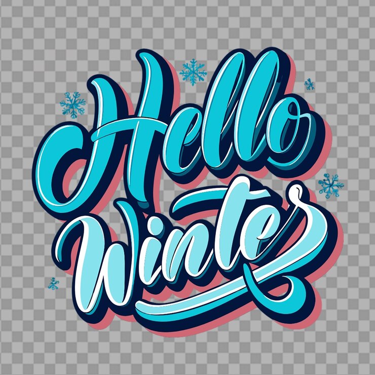 PSD hola texto de invierno en fondo transparente