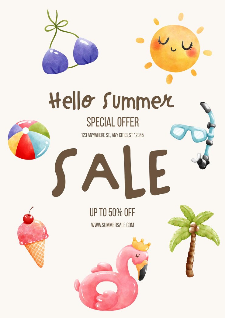 PSD hola verano plantilla de venta de verano
