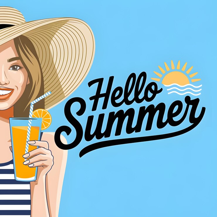 PSD hola verano póster de las redes sociales es hora de verano