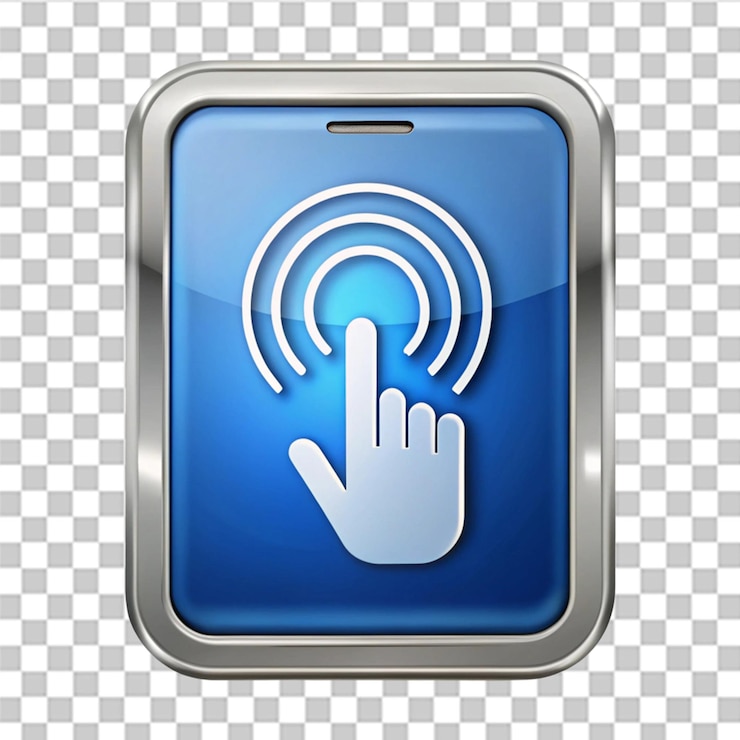 PSD hold phone tapping icon isolated on transparent background