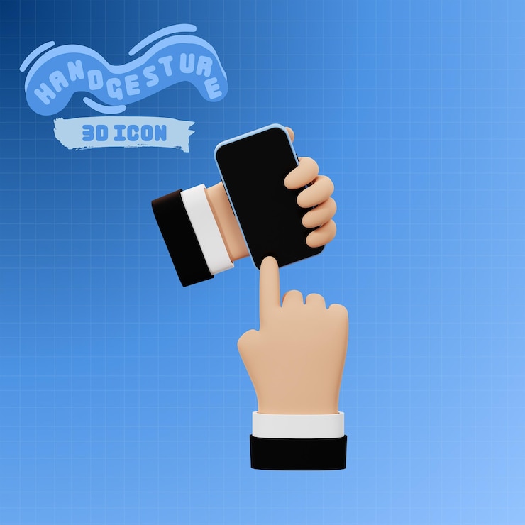 PSD holding handphone hand gesture