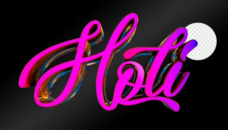 Holi festival 3d renderizado holi com fundo transparente