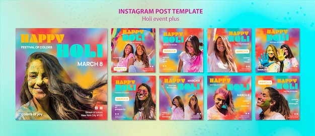 Holi festival celebración publicaciones de instagram