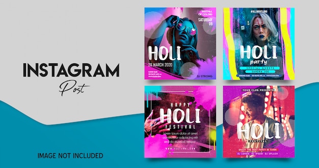 Holi festival instagram post modelo conjunto