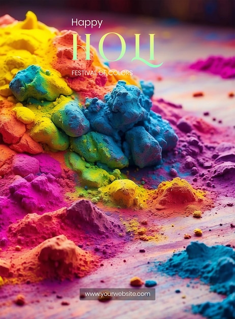 PSD holi-festival-konzept lebendige farben von pulverförmigen farbtönen hintergrund