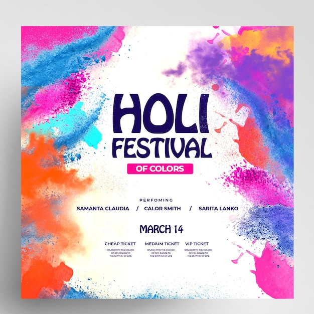 Holi Festival of Colors Party Instagram-Flyer-Design