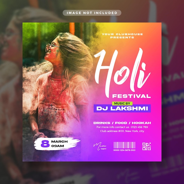 PSD holi-festival-party-social-media-post-banner-vorlage