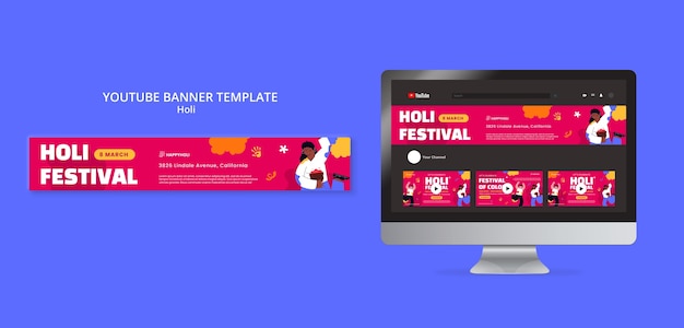 Holi-Festival-Vorlage mit flachem Design