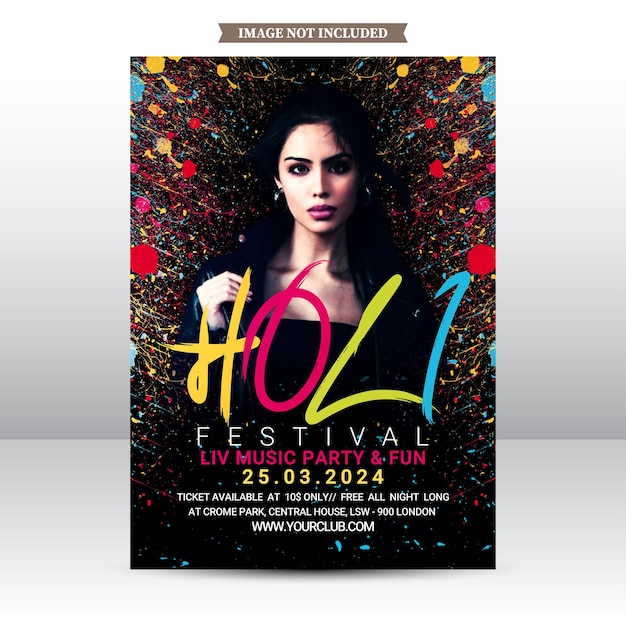 PSD holi-party-flyer oder instagram-post