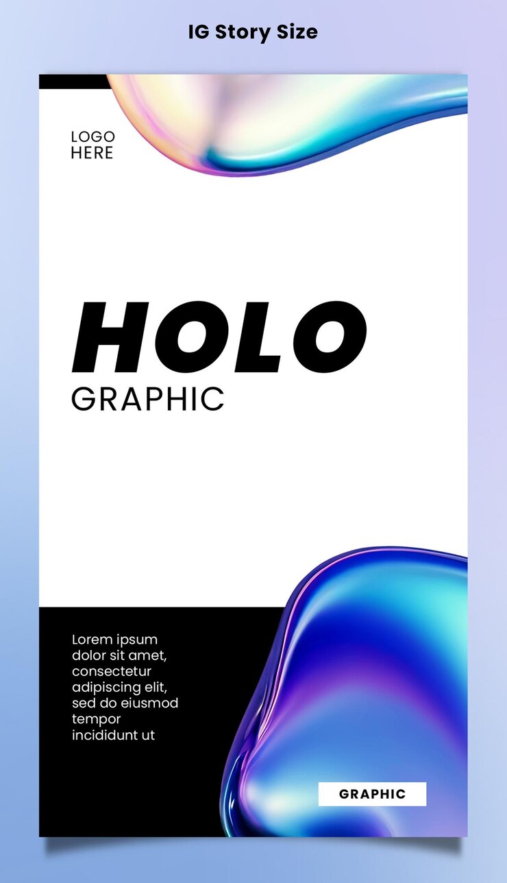 PSD holo graphic design per il modello moderno e creativo di instagram story