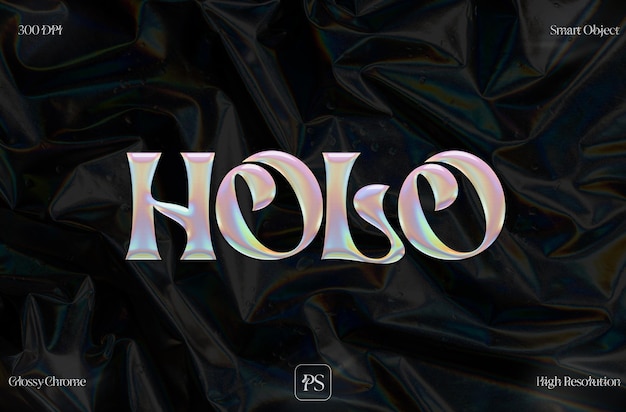 Holográfico 3d chrome hiper realista efeito de texto y2k