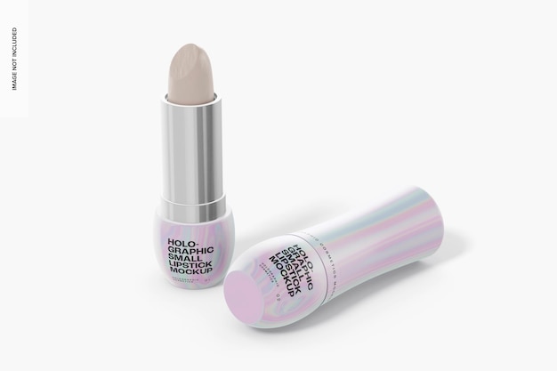 PSD holografische kleine lippenstifte mockup, geöffnet und geschlossen