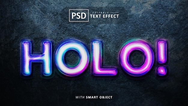 PSD holografischer text editierbarer 3d-schrifteffekt