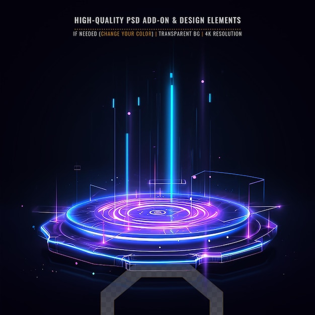 hologram elements high tech circle virtual reality projector on transparent background