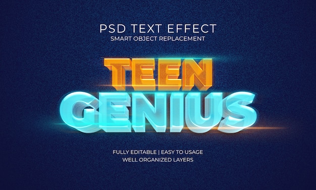 Hologram teen genius text effekt