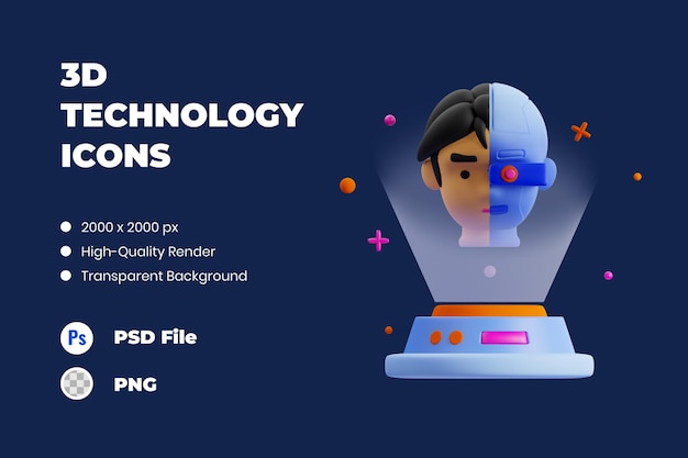 Holograma de ilustración de icono 3D