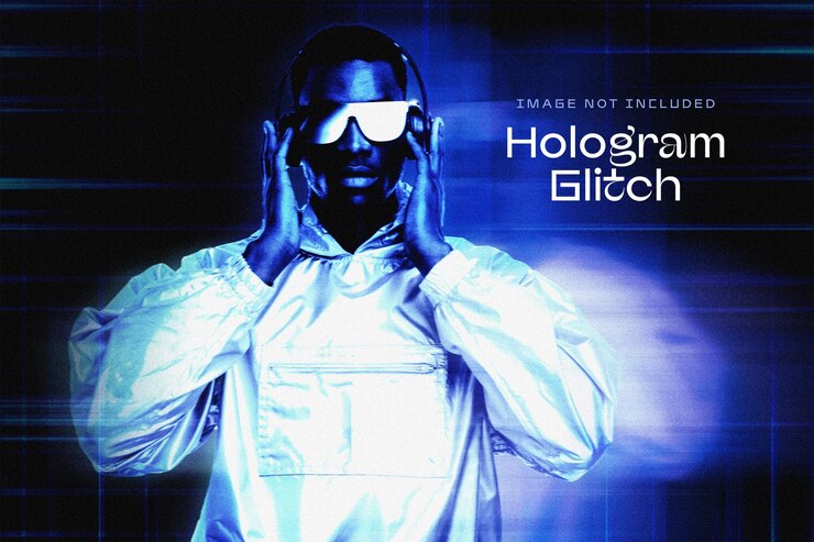 PSD hologramm-glitch-fotoeffekt