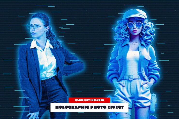PSD holographischer fotoeffekt für poster