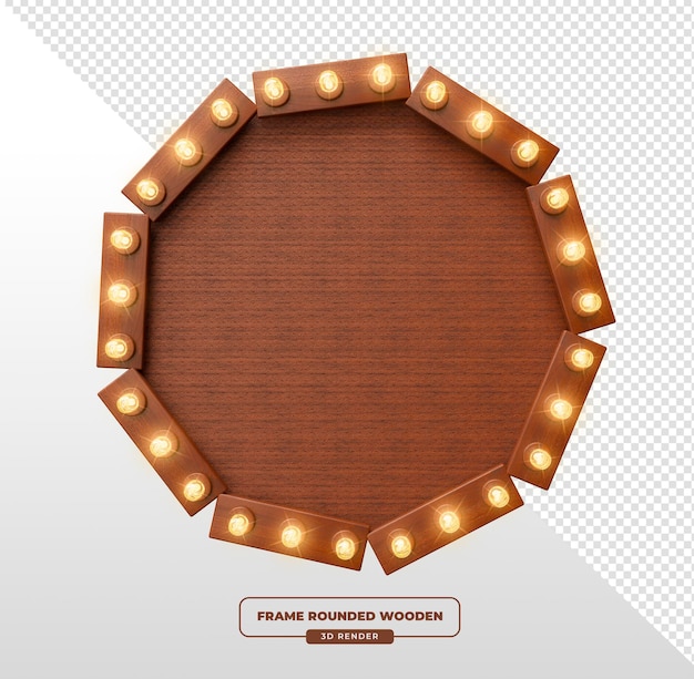 Holz-Achteckrahmen mit Bühnenbeleuchtung 3D-Rendering