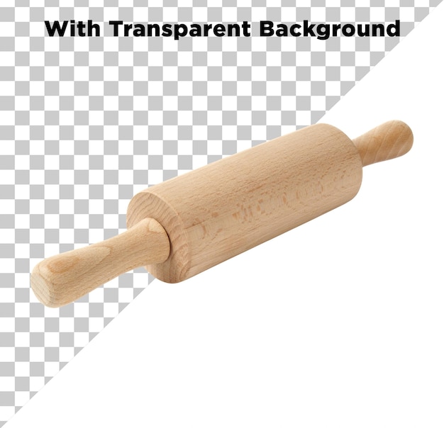 Holz-Rolling-Pin oder Belan-Küchenwaren PNG-PSD isoliert auf durchsichtigem Hintergrund