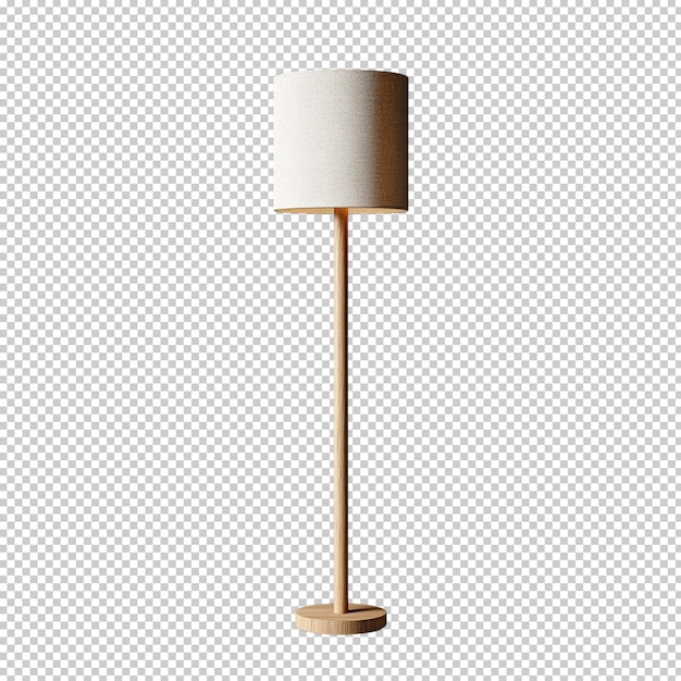 Holz-Tischlampe mit weißem Schatten, isoliert auf durchsichtigem Hintergrund