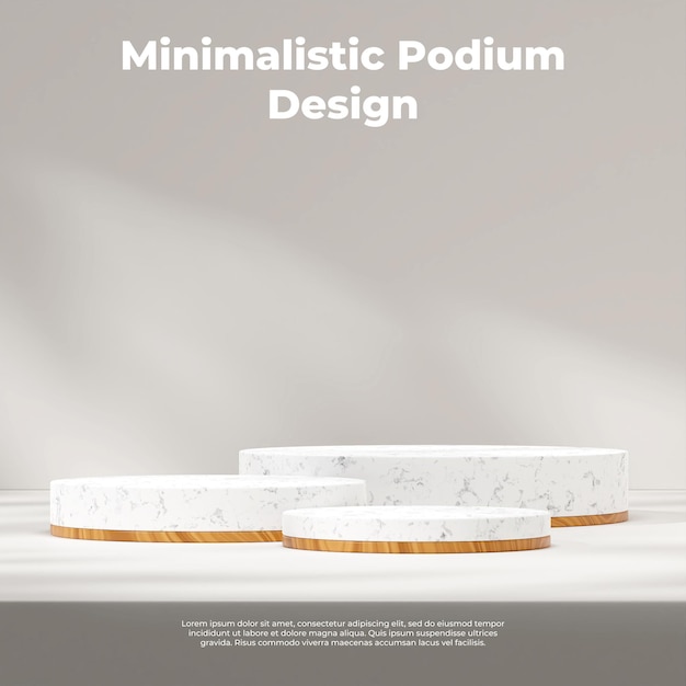 Holz- und Marmorpodium 3D-Rendering-Mockup-Vorlage einfache, saubere, helle, leere Szene im Quadrat