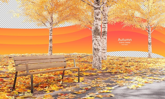 Holzbank im Park im Herbst im Herbst