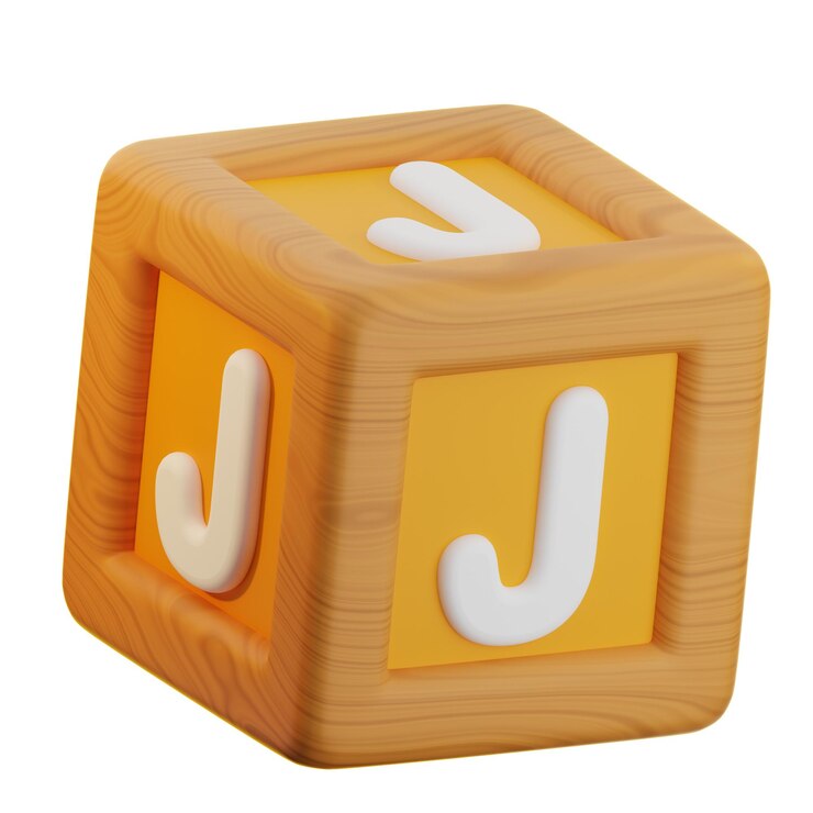 PSD holzbuchstabenblock mit dem buchstaben j