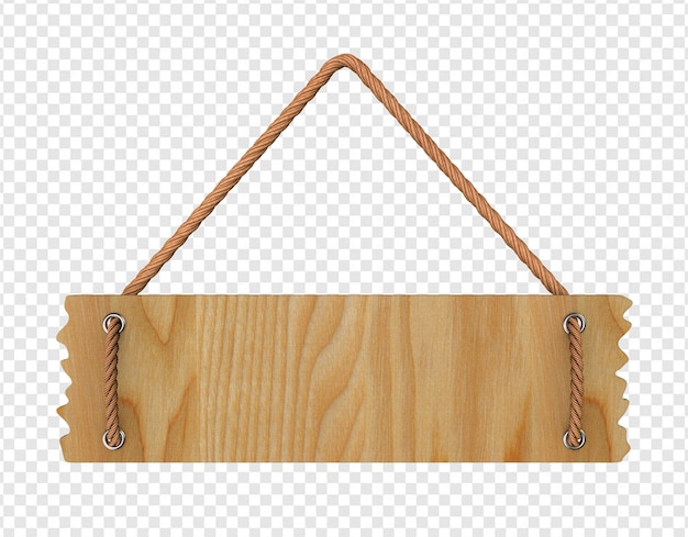 HOLZEN SCHILD, der mit einem Seil gehängt wird