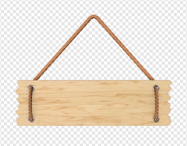 HOLZEN SCHILD, der mit einem Seil gehängt wird