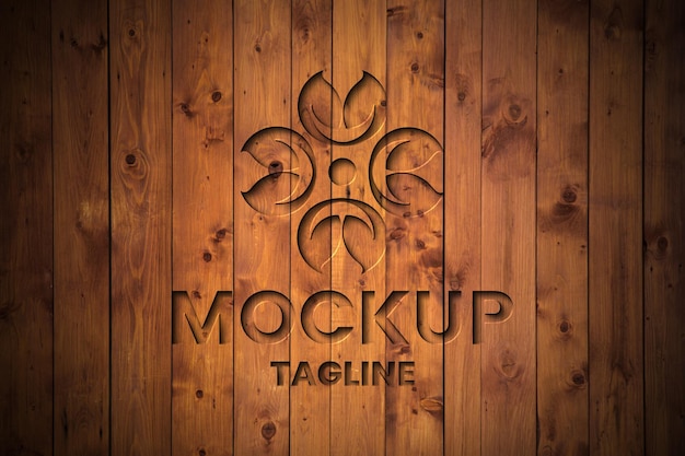 Holzgravierter Mockup-PSD-Editierbare Vorlage