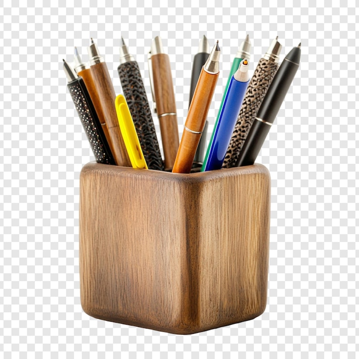 PSD holzhalter mit bunten stiften