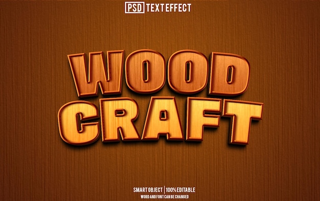 Holzhandwerk Text-Effekt Schriftart bearbeitbare Typographie 3D-Text