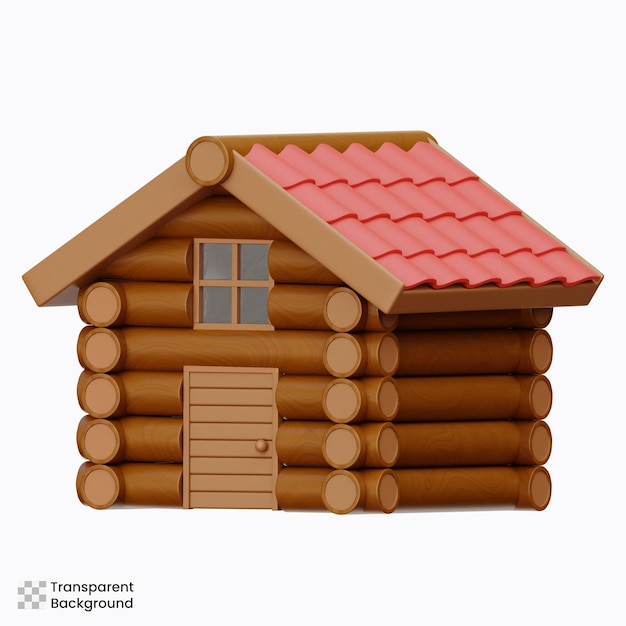 PSD holzhaus 3d-ikonen-illustrationen