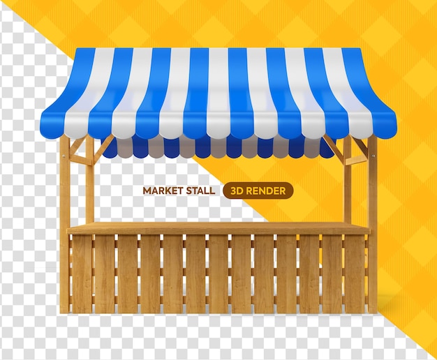 Holzmarktstand 3D-Rendering