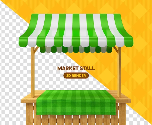 Holzmarktstand 3D-Rendering