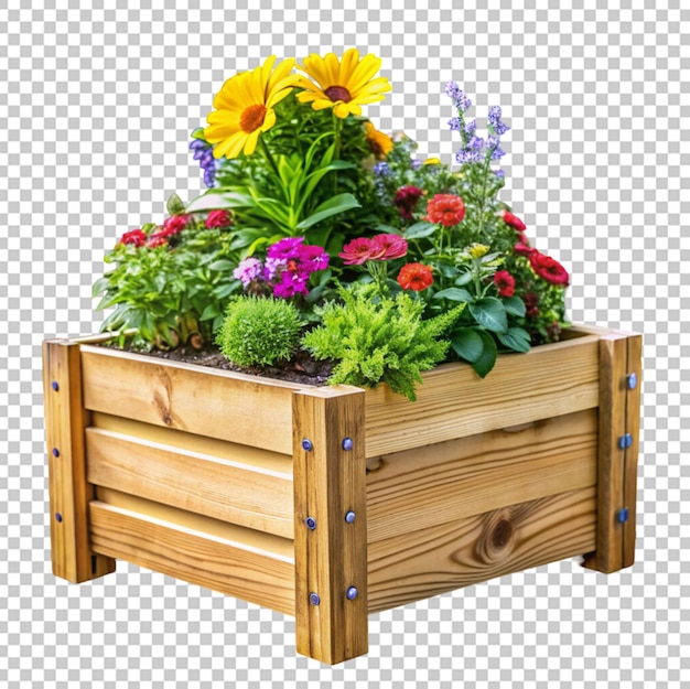 PSD holzpflanzer mit blumen