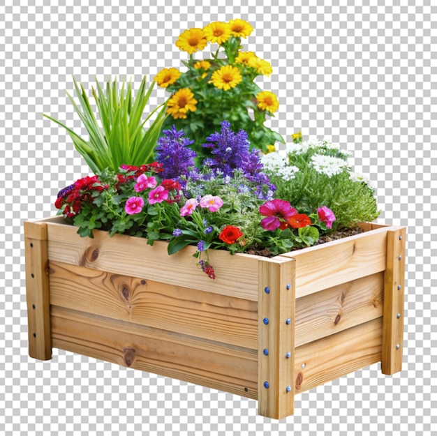 PSD holzpflanzer mit blumen