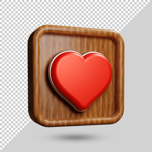 Holzrahmen liebe social media symbol 3d-rendering