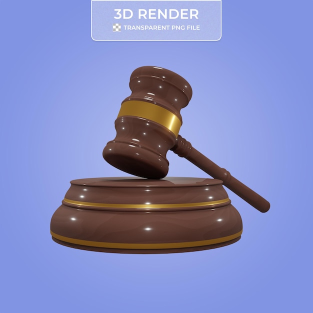 Holzrichter-Gavel 3d-Render-Illustration