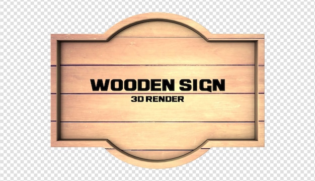 Holzschild 3D-Rendering
