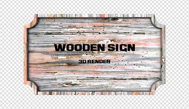Holzschild 3D-Rendering