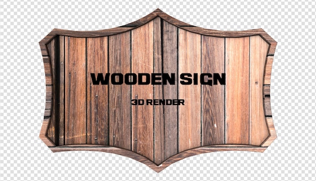 Holzschild 3D-Rendering
