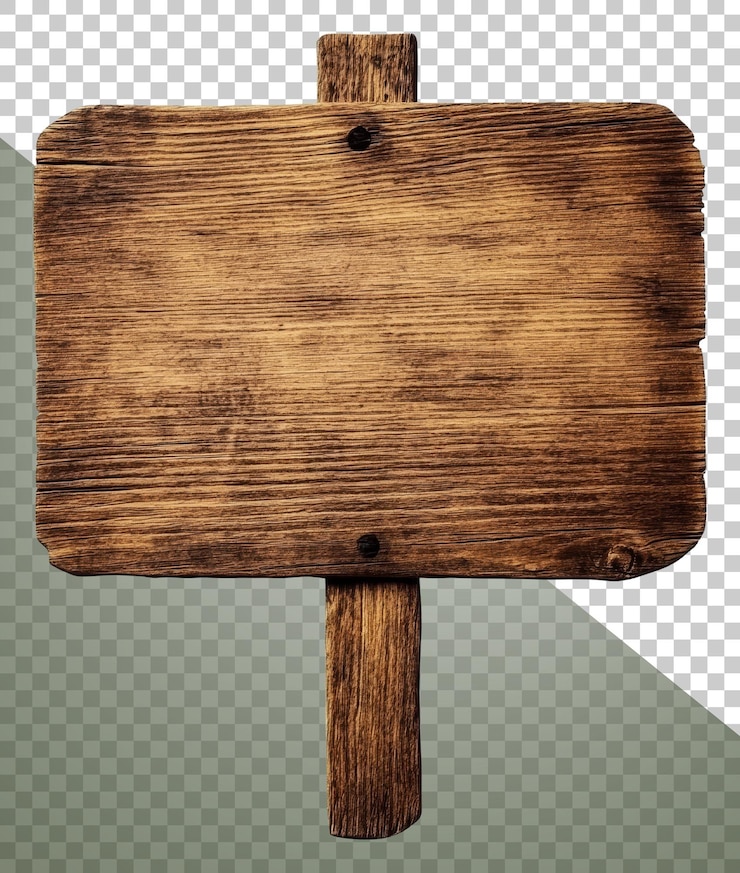 PSD holzschild auf einem pfosten bereit für anpassung ausgeschnitten stock png