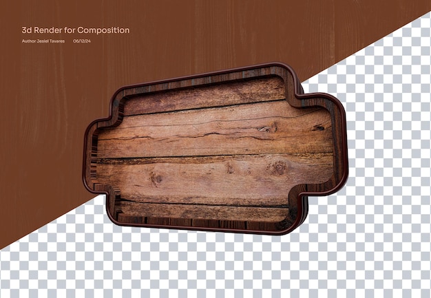 Holzschild Einfaches rustikales Element mit durchsichtigem Hintergrund für Designkompositionen